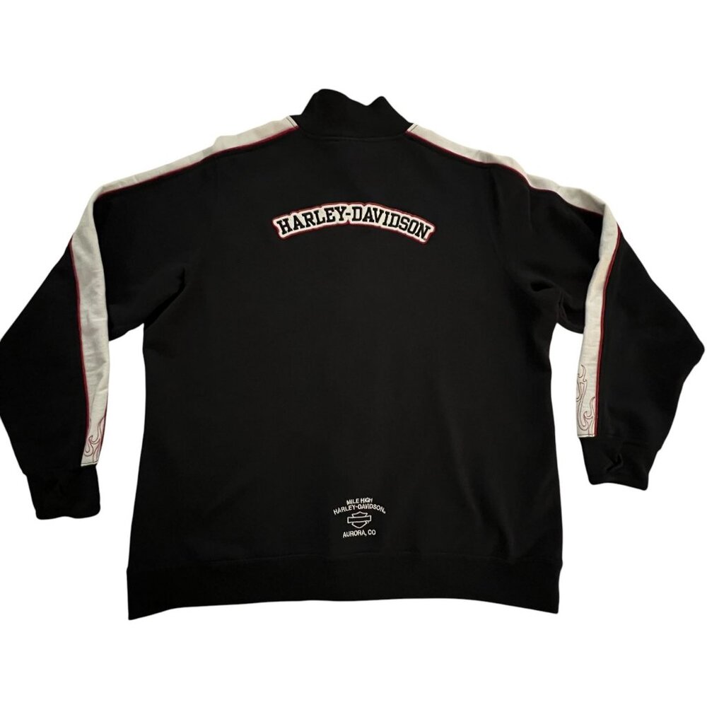 Harley-Davidson Moto Jacket Womens 1X Flame Biker Chic‎ Zip VF Imagewear Black